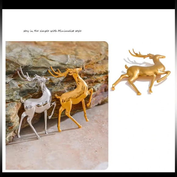 Lapland Reindeer Stainless Steel Waterproof Brooch - Picture 11 of 14